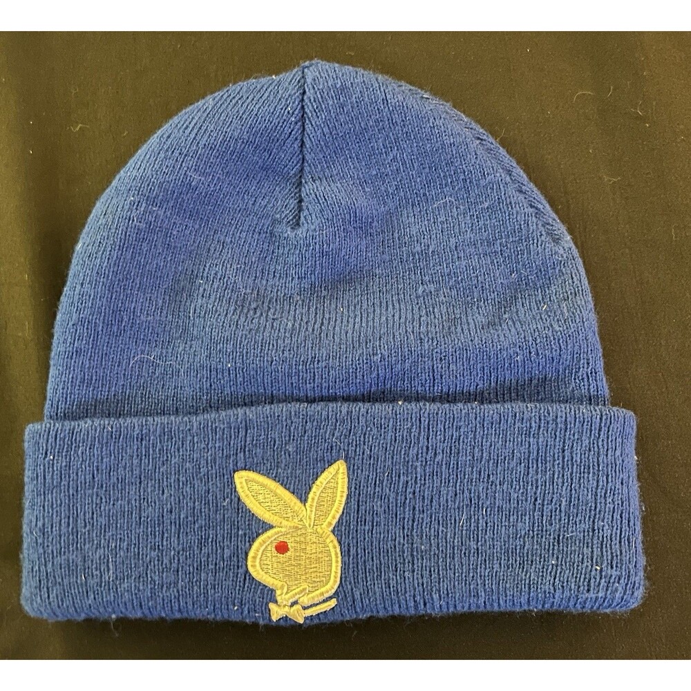 Vintage Playboy Bunny Embroidered Knit Beanie Hat Late 90s / Early 2000s Y2K Era